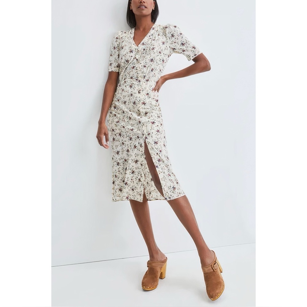 NWT Veronica Beard Midi Off-White Floral Silk-Blend Mika Dress